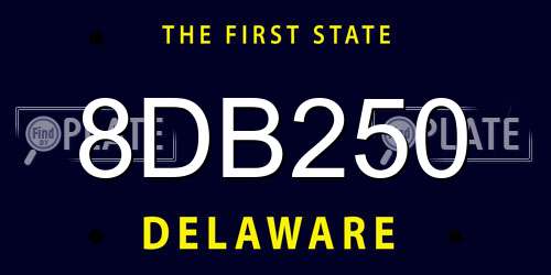 8DB250 Delaware License Plate