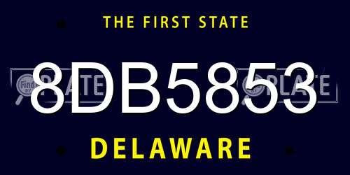 8DB5853 Delaware License Plate