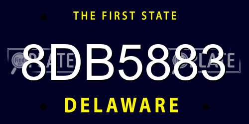 8DB5883 Delaware License Plate
