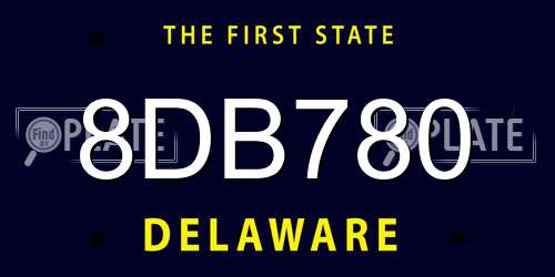 8DB780 Delaware License Plate
