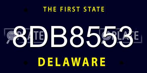 8DB8553 Delaware License Plate