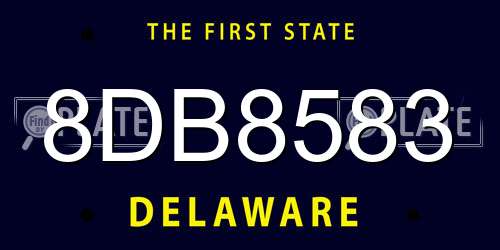 8DB8583 Delaware License Plate