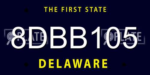 8DBB105 Delaware License Plate
