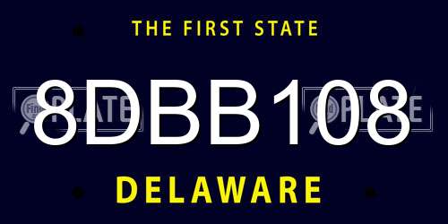 8DBB108 Delaware License Plate