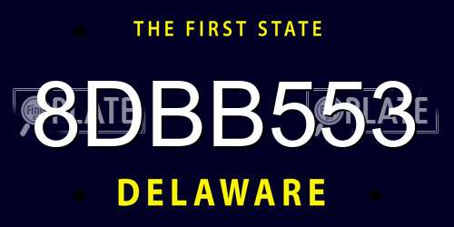 8DBB553 Delaware License Plate
