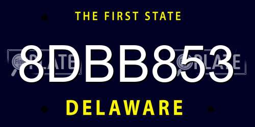 8DBB853 Delaware License Plate