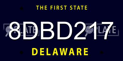 8DBD217 Delaware License Plate