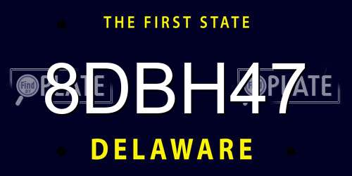 8DBH47 Delaware License Plate
