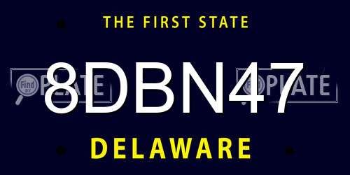 8DBN47 Delaware License Plate