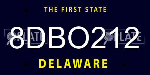 8DBO212 Delaware License Plate
