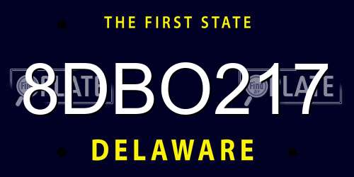 8DBO217 Delaware License Plate