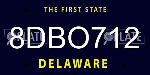 8DBO712 Delaware License Plate