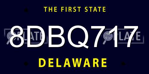 8DBQ717 Delaware License Plate