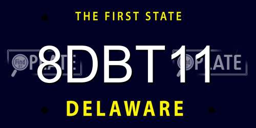 8DBT11 Delaware License Plate