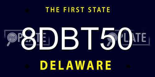 8DBT50 Delaware License Plate