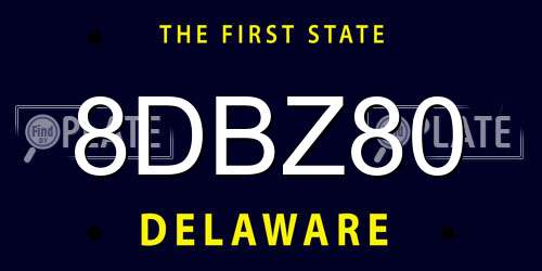 8DBZ80 Delaware License Plate