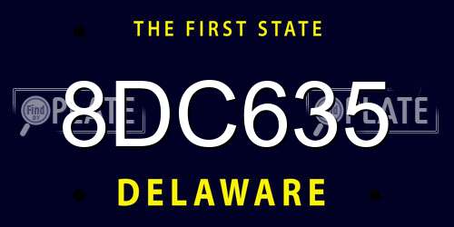 8DC635 Delaware License Plate