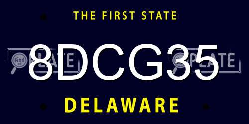 8DCG35 Delaware License Plate