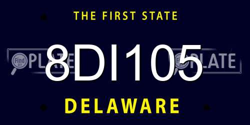 8DI105 Delaware License Plate
