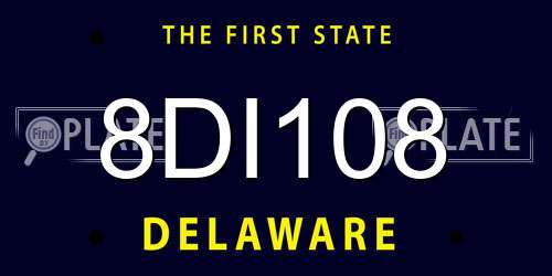 8DI108 Delaware License Plate