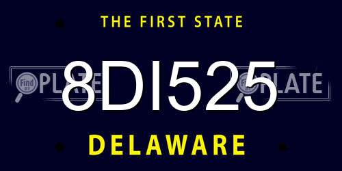 8DI525 Delaware License Plate