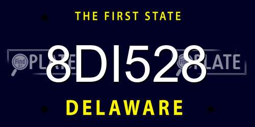 8DI528 Delaware License Plate