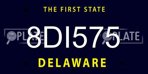 8DI575 Delaware License Plate