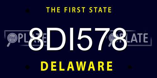 8DI578 Delaware License Plate