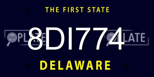 8DI774 Delaware License Plate