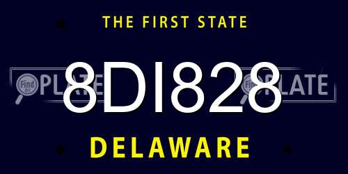 8DI828 Delaware License Plate
