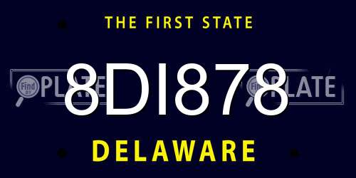 8DI878 Delaware License Plate