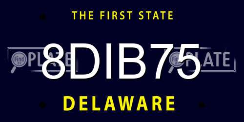 8DIB75 Delaware License Plate