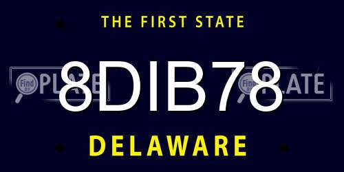 8DIB78 Delaware License Plate