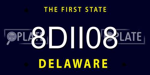 8DII08 Delaware License Plate