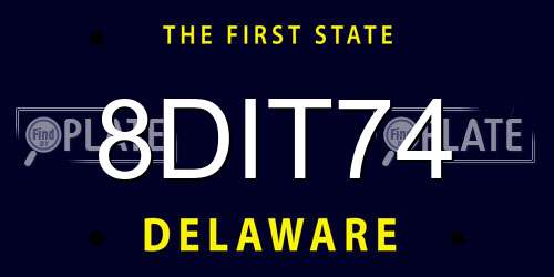 8DIT74 Delaware License Plate