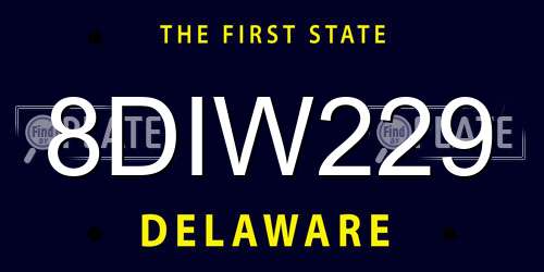 8DIW229 Delaware License Plate