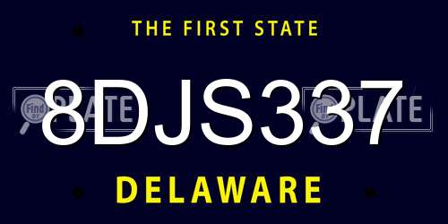 8DJS337 Delaware License Plate