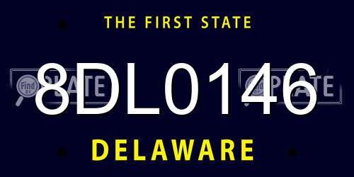 8DL0146 Delaware License Plate