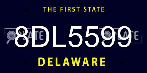 8DL5599 Delaware License Plate