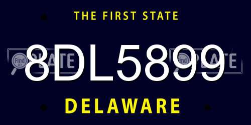 8DL5899 Delaware License Plate