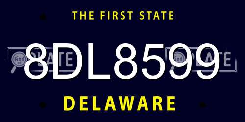 8DL8599 Delaware License Plate
