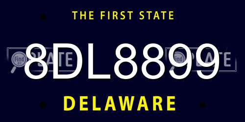 8DL8899 Delaware License Plate
