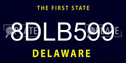 8DLB599 Delaware License Plate