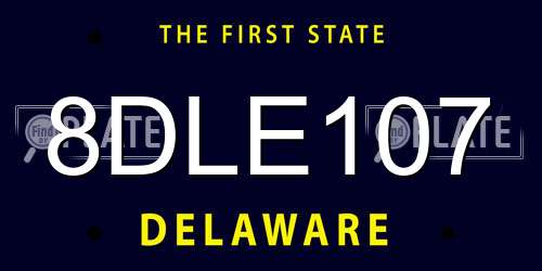 8DLE107 Delaware License Plate