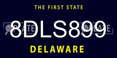 8DLS899 Delaware License Plate