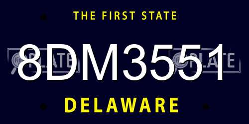 8DM3551 Delaware License Plate