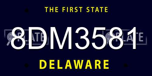 8DM3581 Delaware License Plate