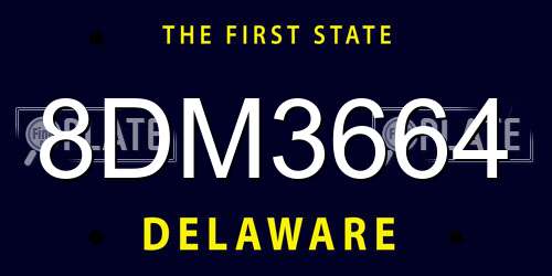 8DM3664 Delaware License Plate