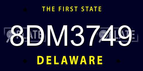 8DM3749 Delaware License Plate