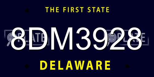 8DM3928 Delaware License Plate
